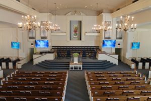 Large screen televisions in a church