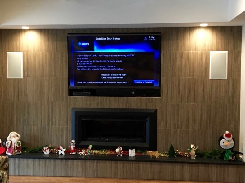 Television Installation over Fireplace, Recessed Wall Speakers