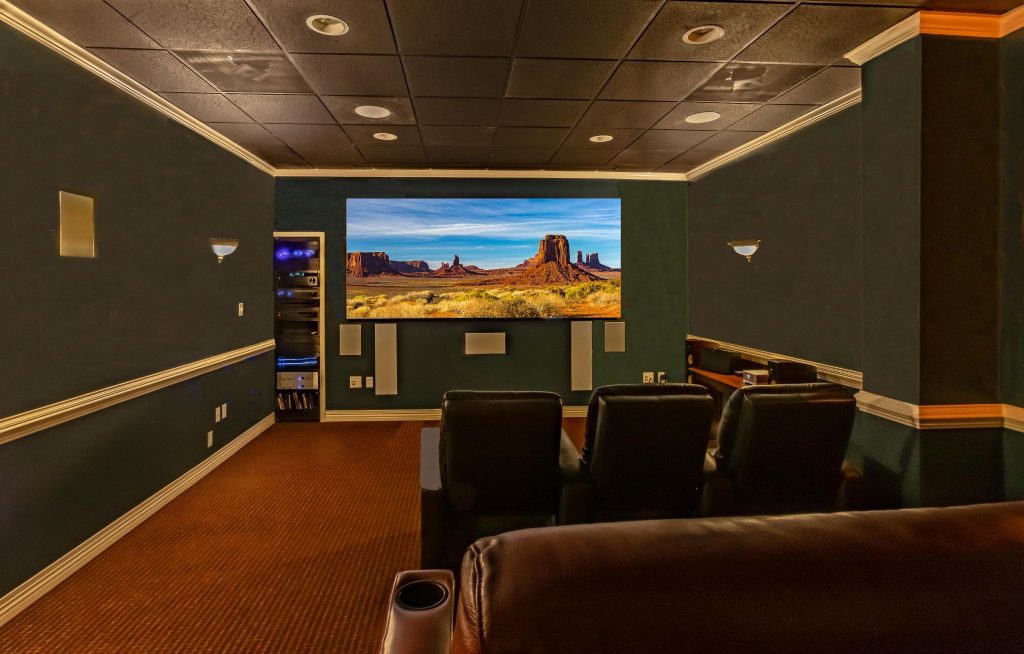 Home movie theater with an installed projector